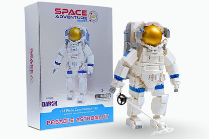 Space Adventure Astronaut Construction Toy 793-Piece Buildable Figure Set with Removable Backpack & Metal Detector Accessory - Detailed Plastic