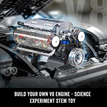 Mould King 10088 V8 Engine Building Kit - Build Your Own V8 Engine Toy, 8-Cylinder Petrol Car Engine Replica Model Building Kit for Adults (535 Pcs)