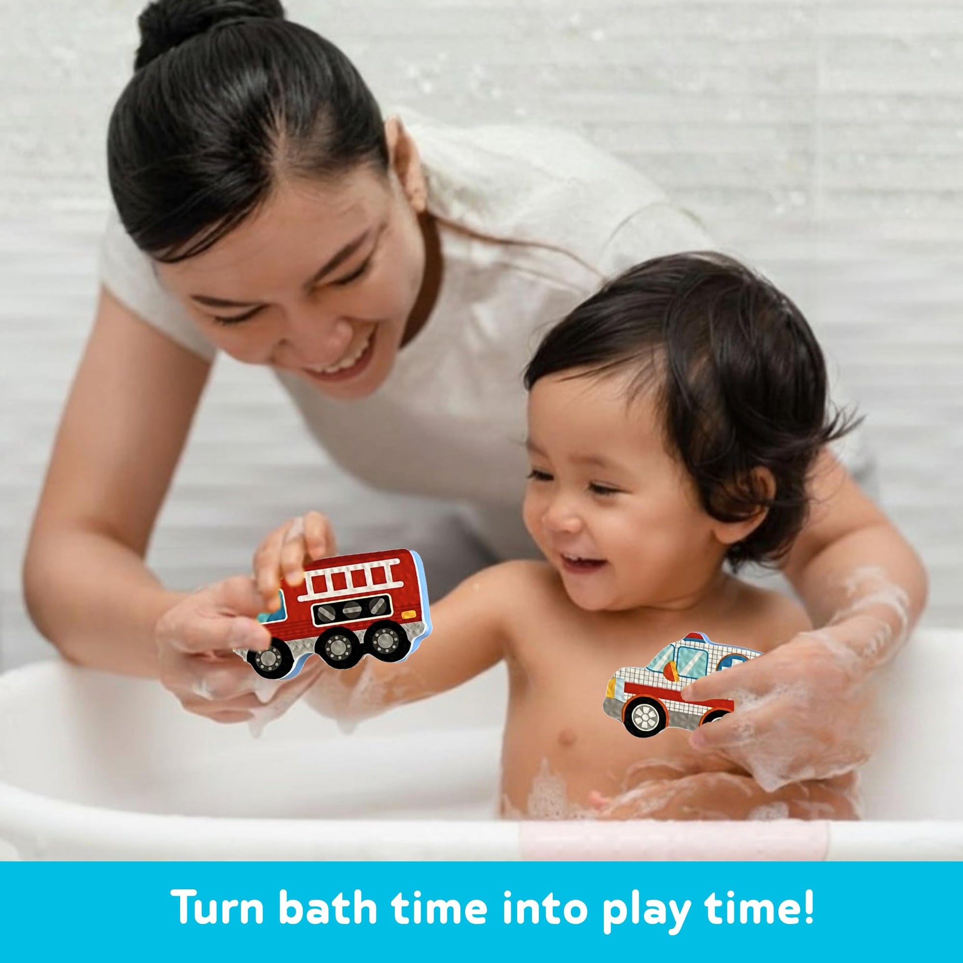 Alex Toys Foam Bath Stickers for Toddlers, 38-Piece Vehicle Tub Stickers Stick to Tub Wall - Foam Bath Toys for Kids Ages 1-3 Toddler Bath Toys