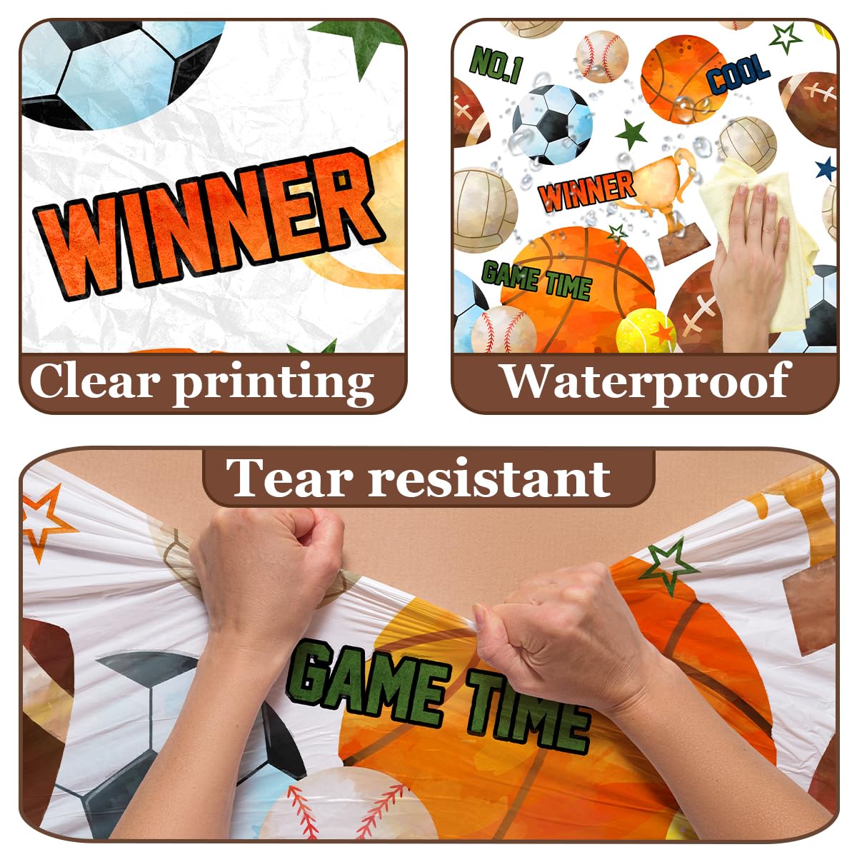 Pymurod Sports Birthday Party Decorations-3pcs Sports Table Cloths Soccer Basketball Table Cover Baseball Football Tablecloth for Boys All Star Sports
