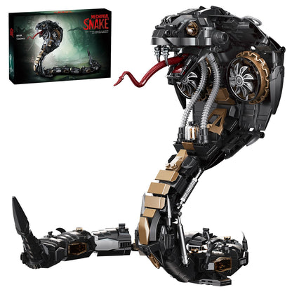 GHQYTPR Mech Snake Building Blocks Set 1036 Pieces Steampunk Black Mamba King Cobra Model Kit Articulated Reptile Construction Toy Cyberpunk Home