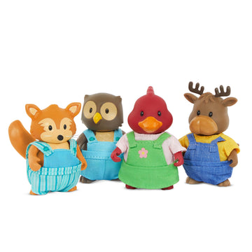 Li’l Woodzeez Friendz Club Forest Set, 4 Posable Animal Figures, Playsets