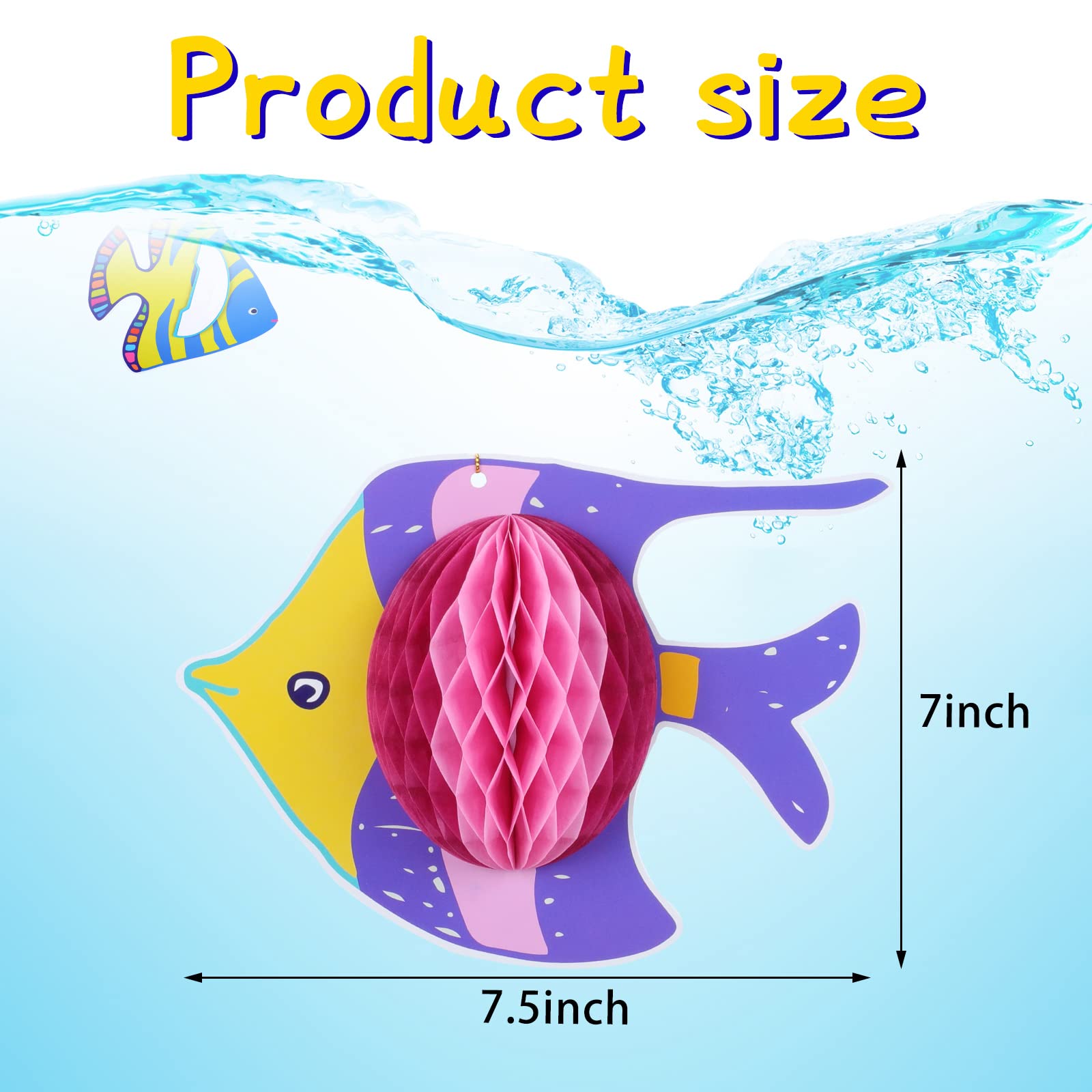 Skylety 9 Pcs Under The Sea Party Decorations Ocean Themed Animal Honeycomb Hanging Centerpiece Large Tropical Fish Decor Mermaid Creatures Supplies