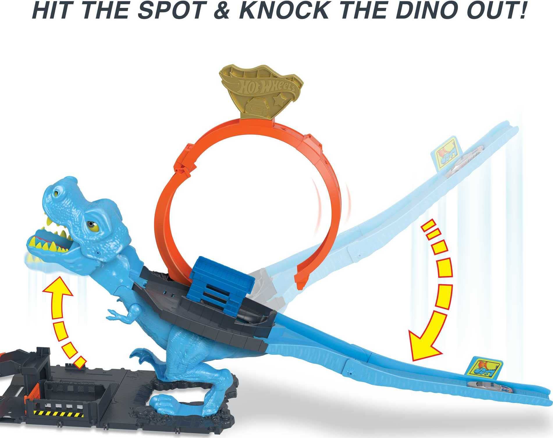 Hot Wheels City T-Rex Chomp Down Track Set & 1 Toy Car