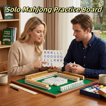 expgaze Solo Mahjong Board, Mahjong Practice Board Solo Play, Portable 3D Printed American Mahjong Tiles Practice Rack Training Aid for Beginners Pros