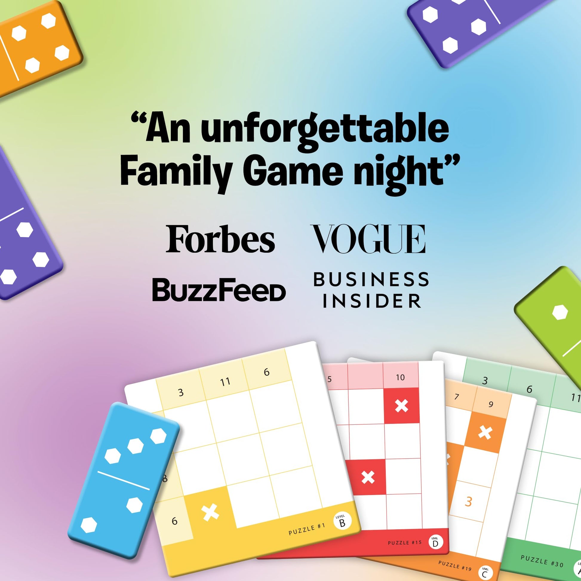 Uzzle Games - Sudonumo Domino - 24 Dominoes, 120 Puzzles, Multi-Level Difficulty (A-D), 2-4 Players, Ages 6+ - Fast-Paced Mind Games - Travel Games