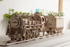 UGEARS Locomotive with Tender Mechanical 3D Puzzle, Wooden Construction Set, Business Gift, Christmas and Thanksgiving Present, Adult Craft Set