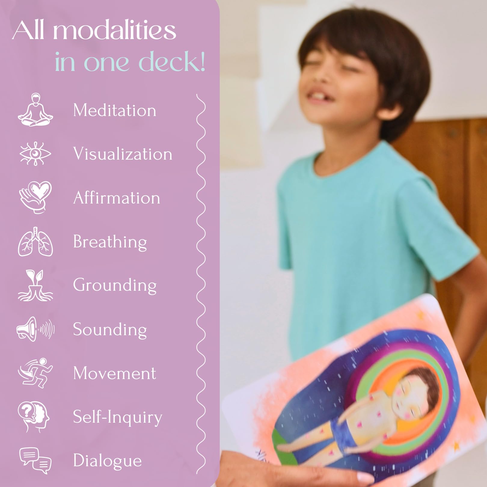 Little Lightworkers Mindfulness & Affirmation Cards for Kids - 38 XL Activity Cards for Emotional Growth - Rhyming Stories, Visualization & Calming