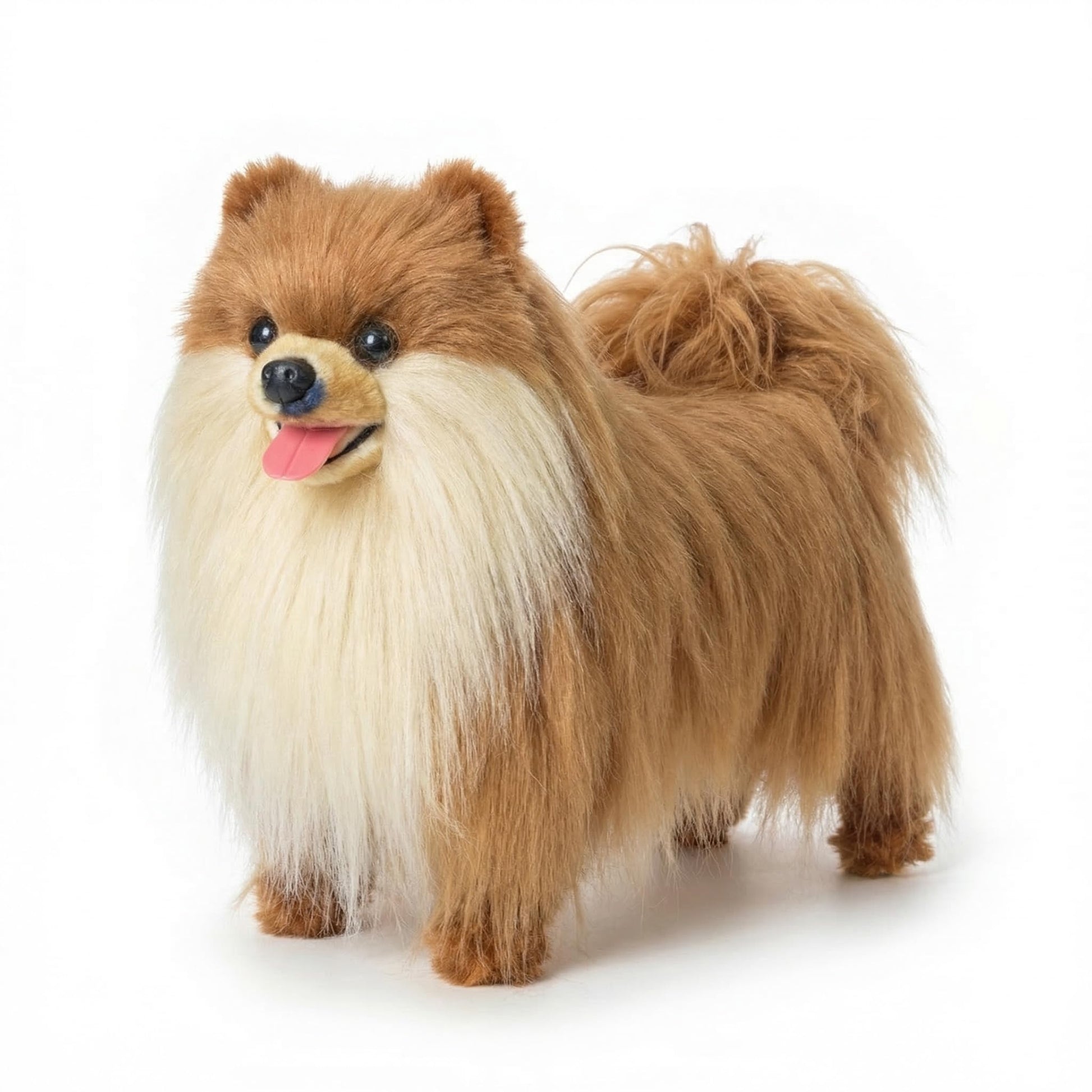 YOCAKE Lifelike Pomeranian Stuffed Animal - 13.8" Realistic Plush Dog Toy with Grooming Kit & Gift Box, Soft Cuddly Puppy Companion for Kids and Dog