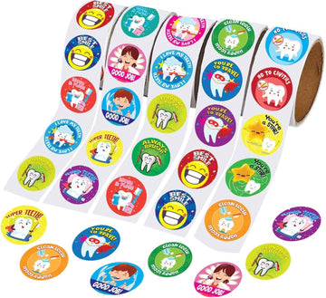 ArtCreativity Dental Sticker Rolls Assortment - Set Includes 500 Dental Themed Stickers - Dental Reward, Goodie Bag Fillers, Party Favors - Fun Craft