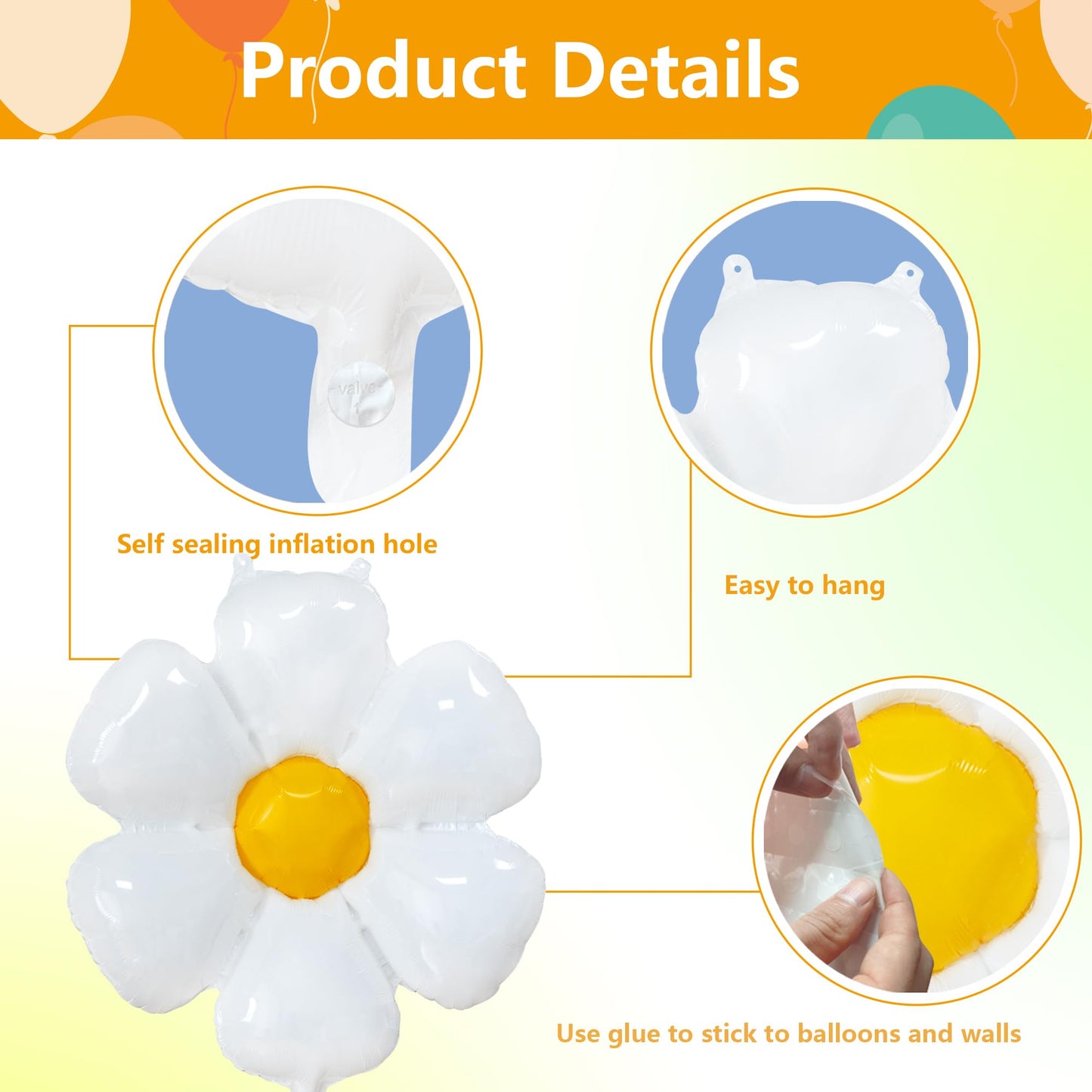 EUVBOKW 20 Pcs Daisy Balloons Flower Balloons Party Decorations