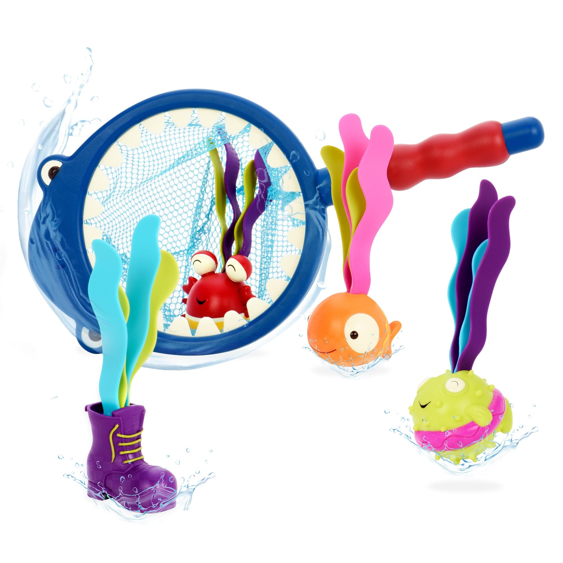 B. toys Diving Pool Toys, Finley Shark Scoop 5-Piece Water Set, Summer