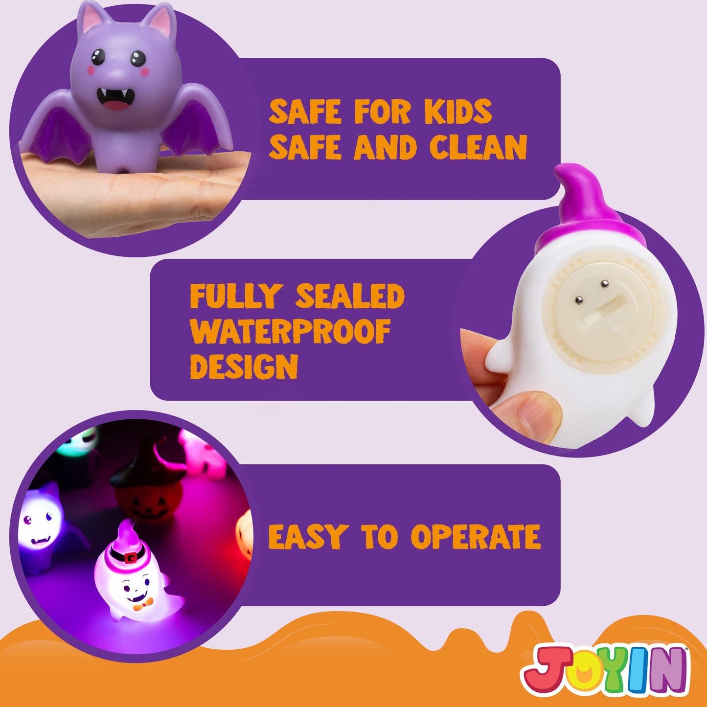 JOYIN 6 Pcs Halloween Light-Up Bath Toys ,Halloween Theme Toys Flashing LED Light Floating Bathtub Toys for Baby,Toddler Water Tub Games Swimming Pool