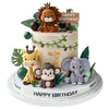 19pcs Safari Animal Cake Topper - Jungle Wild Cake Toppers with Leaves Balls Cake Decorations for Safari Animals Themed Birthday Party Decorations