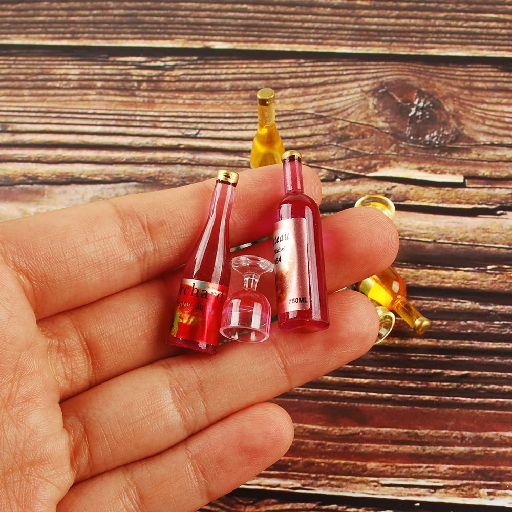 NWFashion 18PCS Plastic Mini Red Wine Cup Bottle Doolhouse Kitchen Accessories