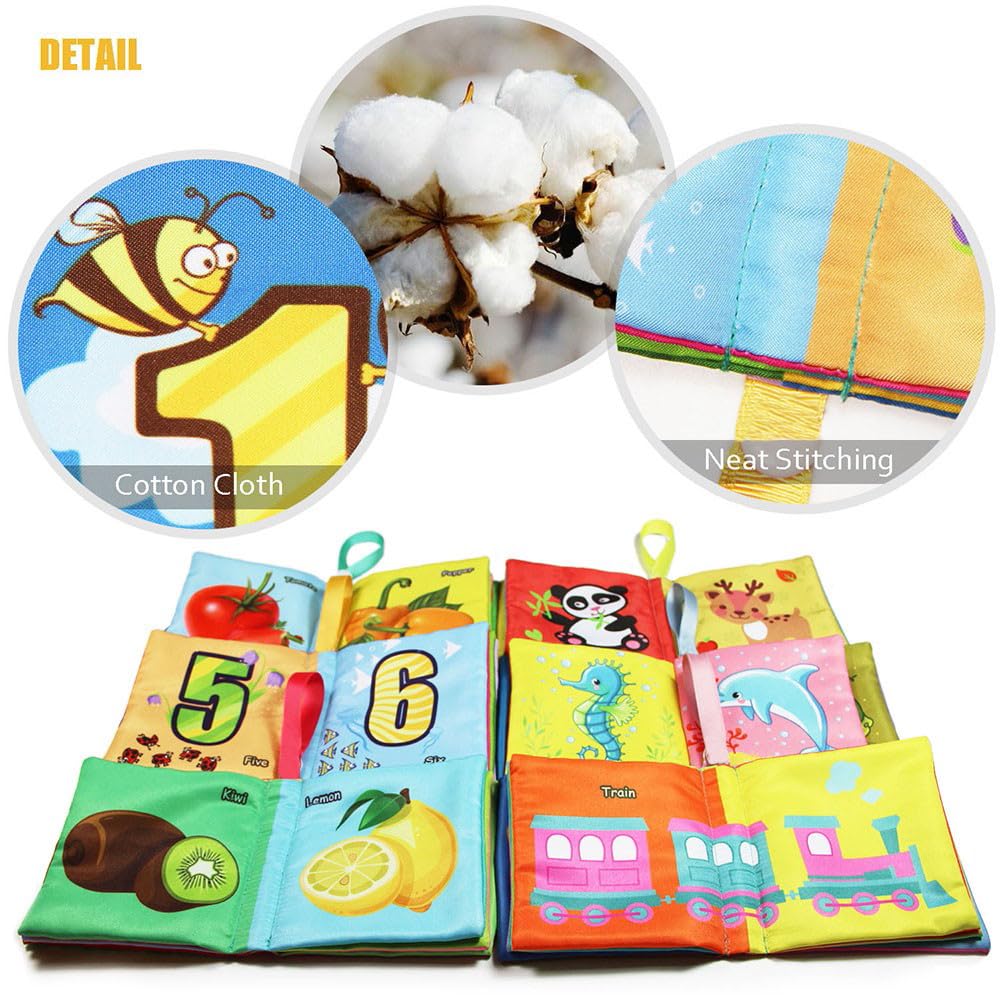 teytoy My First Soft Book,Nontoxic Fabric Baby Cloth Books Early Education Toys Activity Crinkle Cloth Book for Toddler, Infants and Kids Perfect