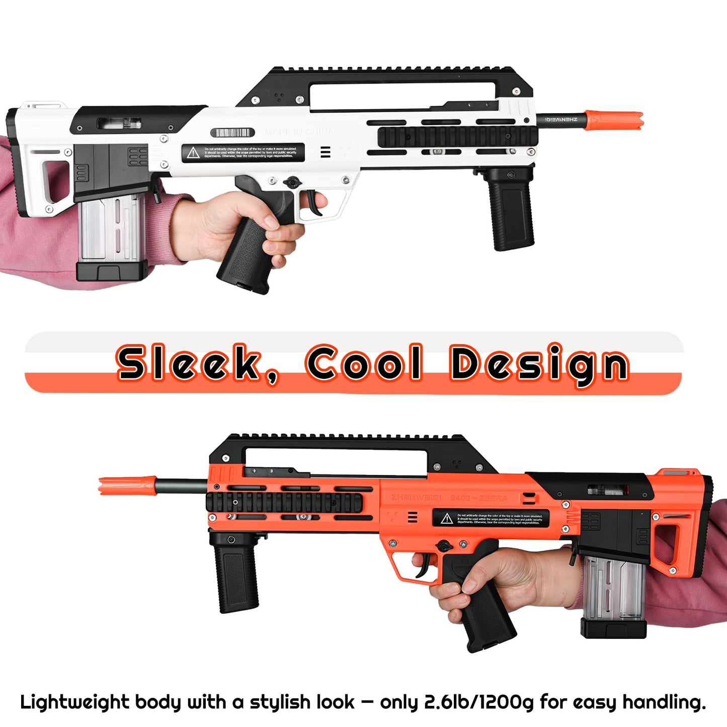 Zhenweiqi Zebra S400 Short Dart Blaster, 200 FPS High-Performance Manual Foam Blaster with 10-Round Magazine, Compatible with Standard Short Darts