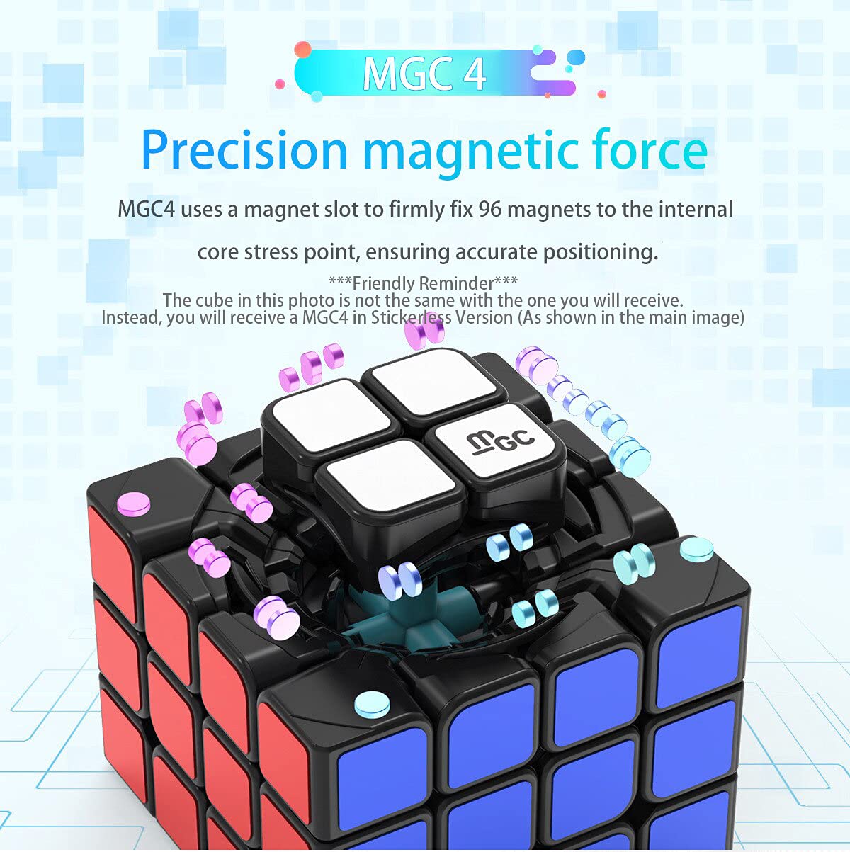 CuberShop YJ MGC 4x4 Magnetic Stickerless Speed Cube, Yj Mgc 4 4x4 Flagship, 4 by 4 yj mgc Professional 60mm stickerless Cube, YongJun MGC Series Best