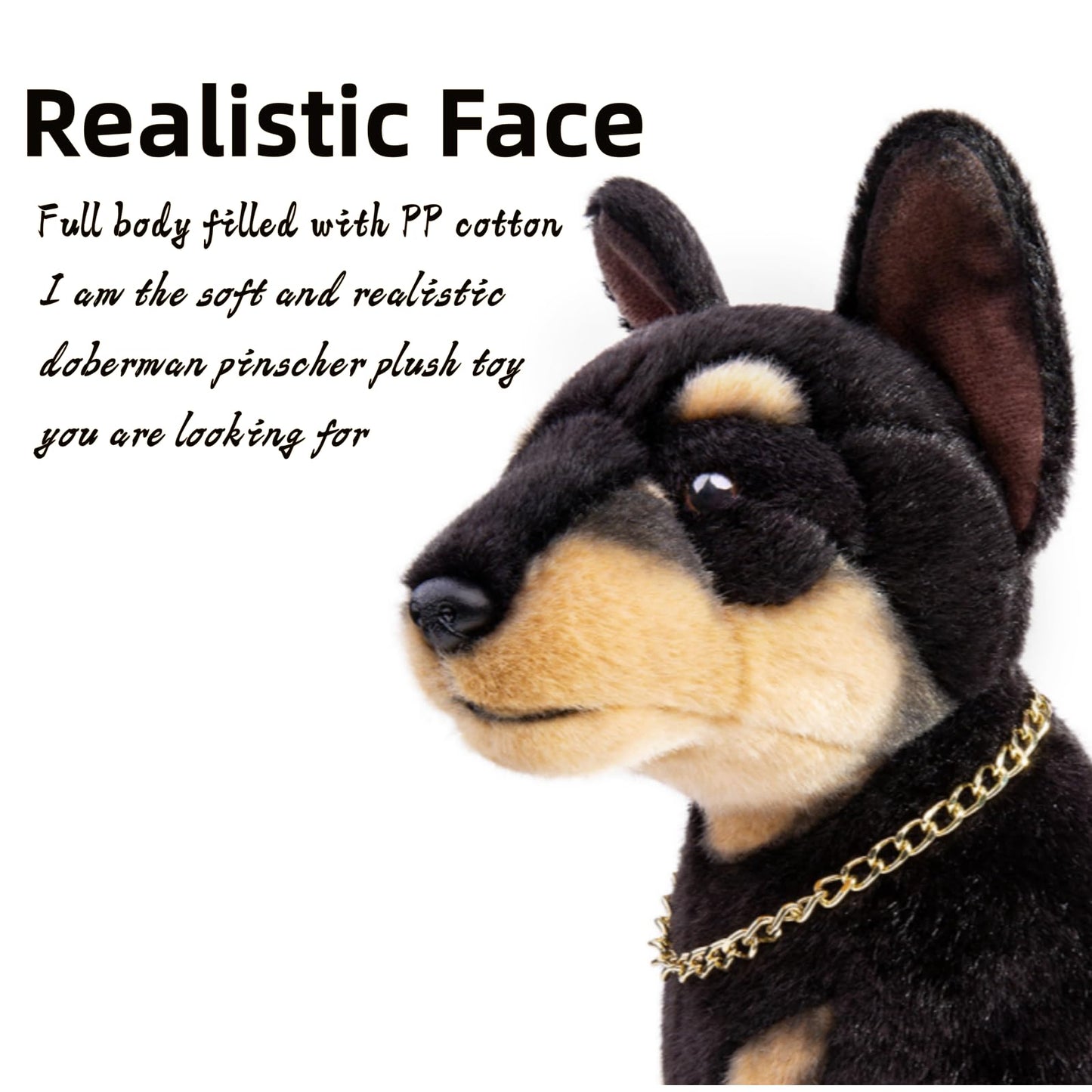 FRANKIEZHOU Realistic Doberman Plush - 12" Lifelike Stuffed Animal, Soft Toy Dog, Gifts for Kids, Baby Gift, Cute Plush, Home Decor, Pet Favorite