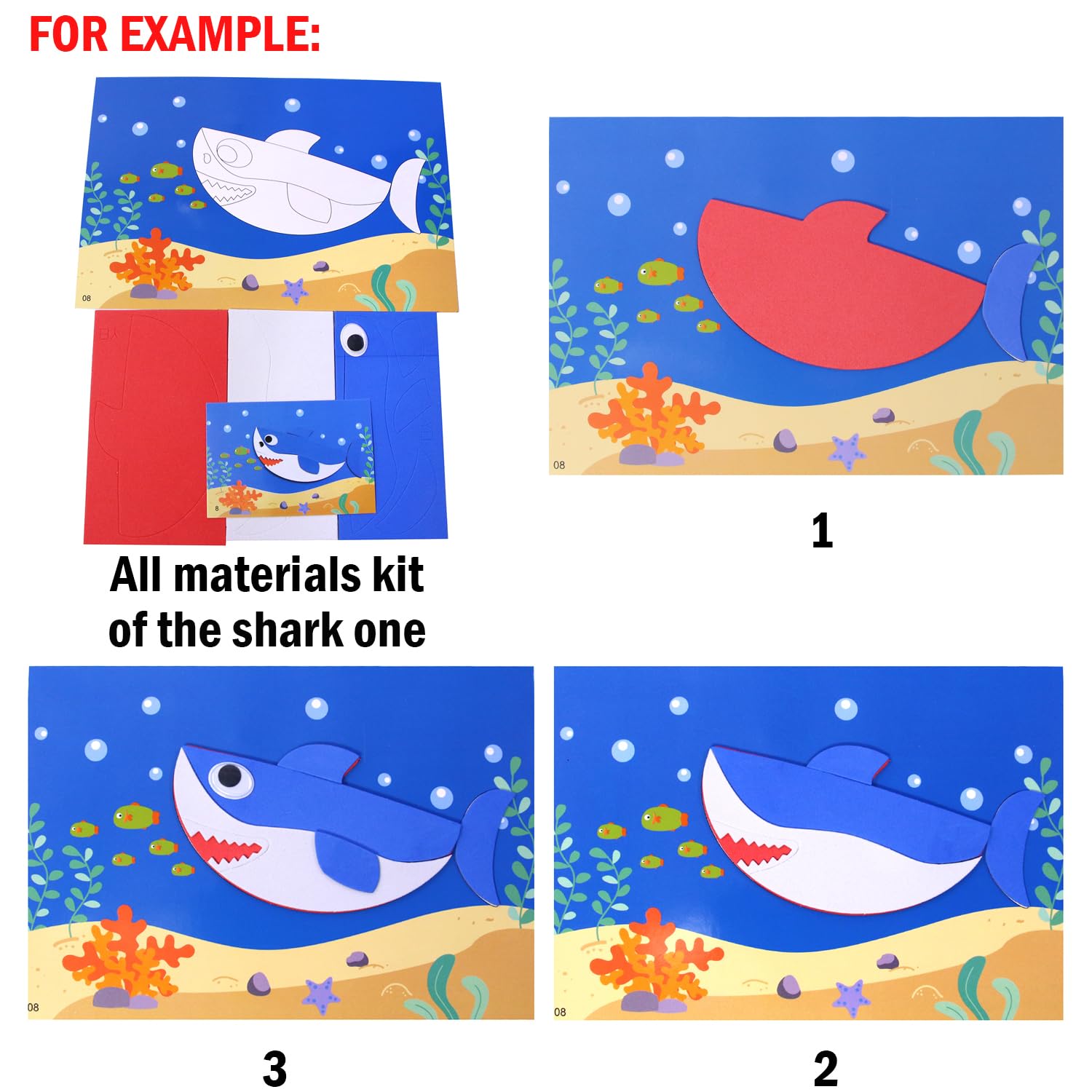 Lovyan 3D EVA Foam Stickers for Toddlers 12PCS Sticky Foam DIY Craft Preschool Art Class Drawing Sticker Puzzle Art Kit for Kids Boys Girls (Sea