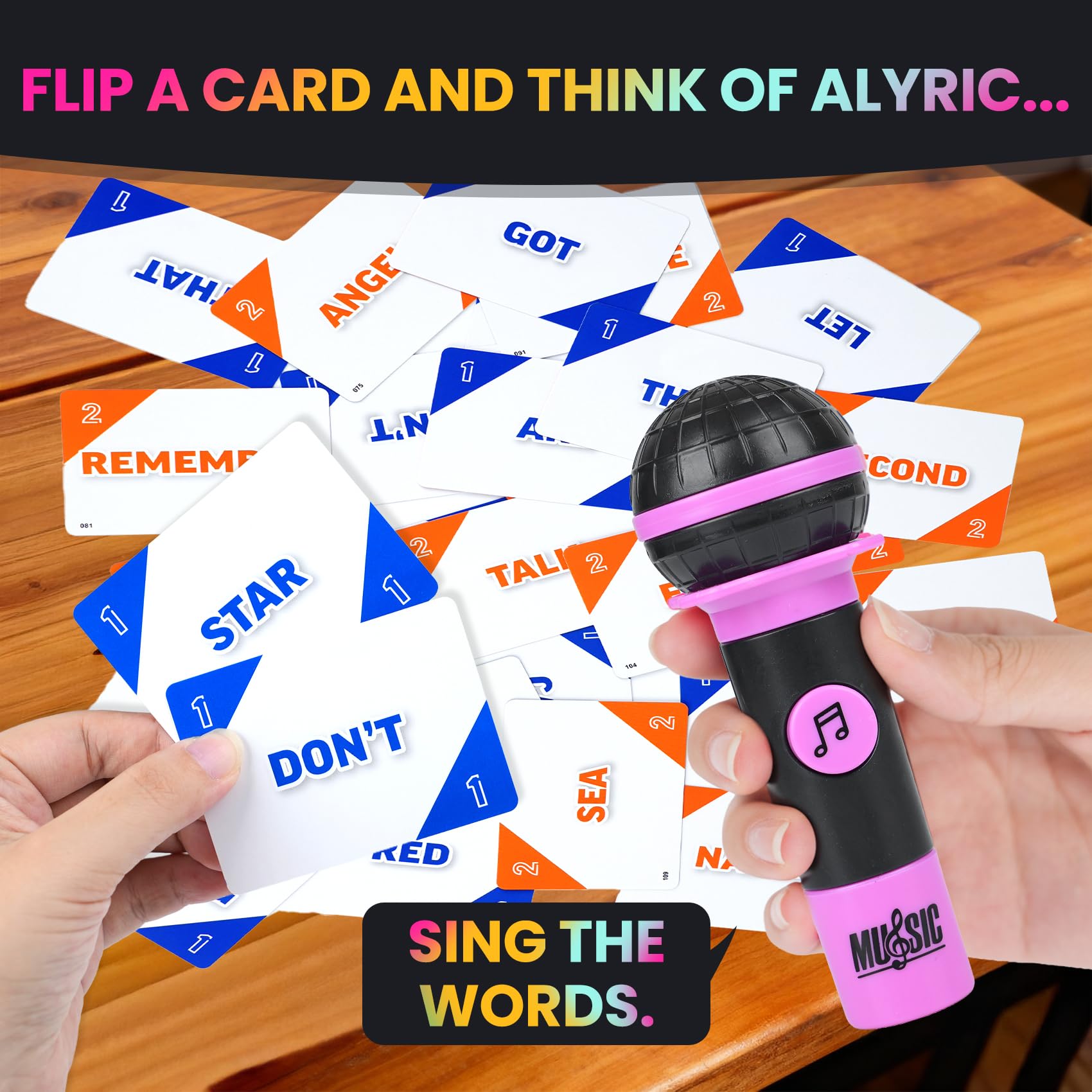Aigomc Mic misheard Music Trivia Card Game, Grab Karaoke Party Game for 2-10 Players, Music Card with 250 Lyrics (125 Cards) for Hilarious Nights