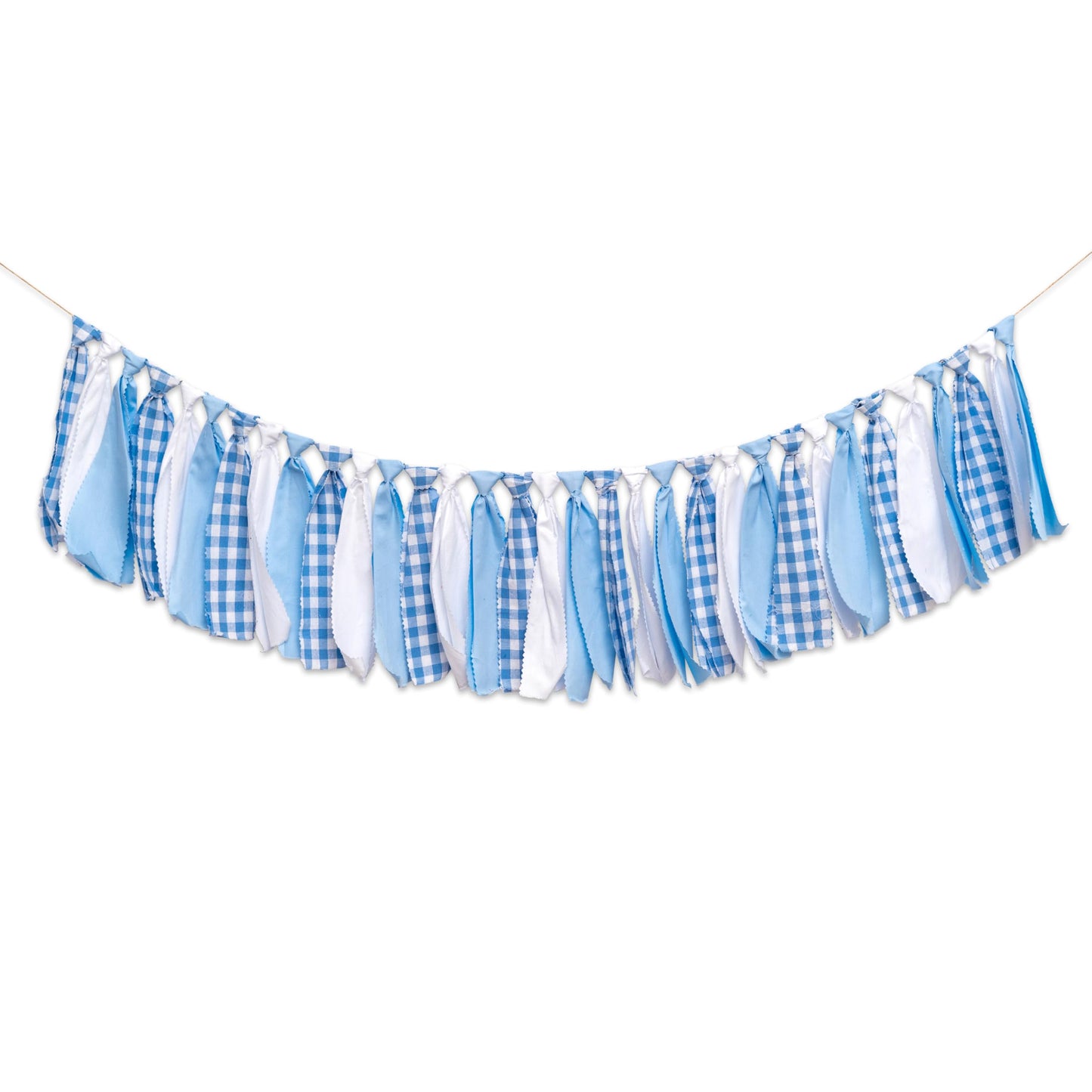 SOLUXIKA Blue and White Gingham Banner/Garland - First Birthday High Chair Banner,Gingham Garland For Baby Shower,Wall Hanging, Nursery Decor,Party