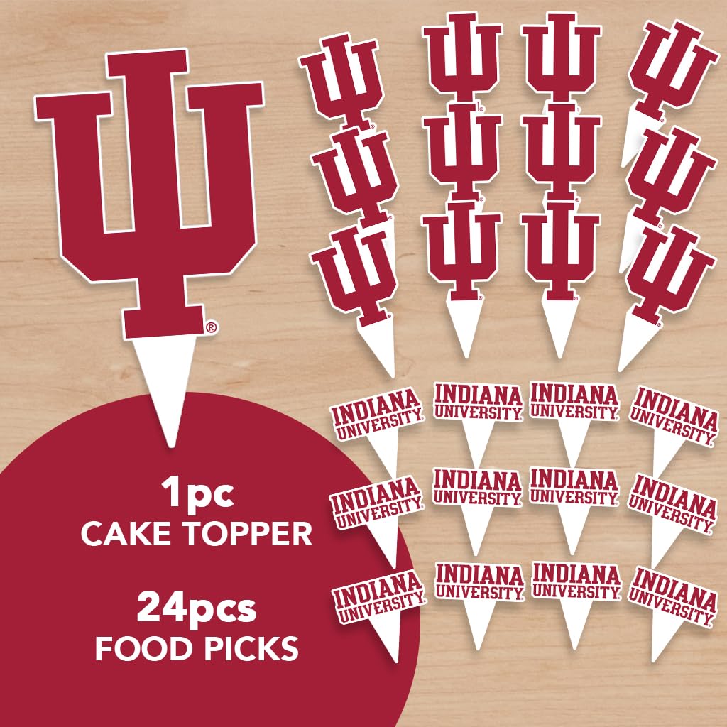 Desert Cactus Indiana University IU Hoosiers Food Picks, Cupcake and Cake Toppers, Cake Pop Sticks - 25 Pcs Party Supplies and Decorations