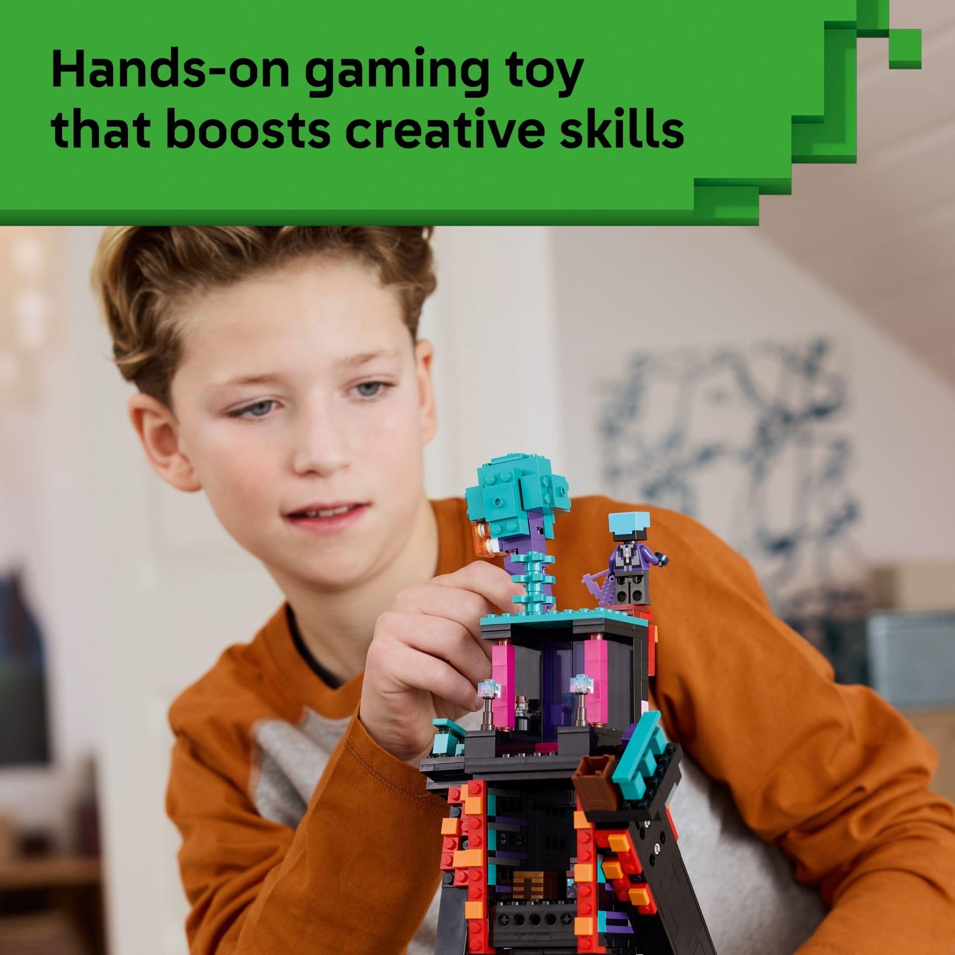 LEGO Minecraft The Enderman Tower Building Toy for Boys & Girls - Video Game Building Set for Kids, Ages 9+ - 2 Toys in 1 for Player Vs. Player