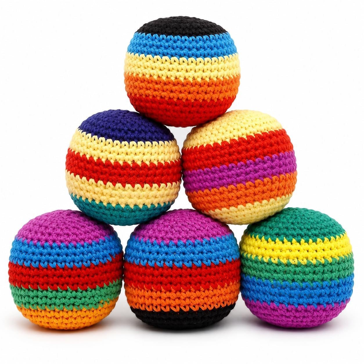 Sack Ball Set, 6 PCS Knitted Footbags for Indoor Outdoor Freestyle Tricks