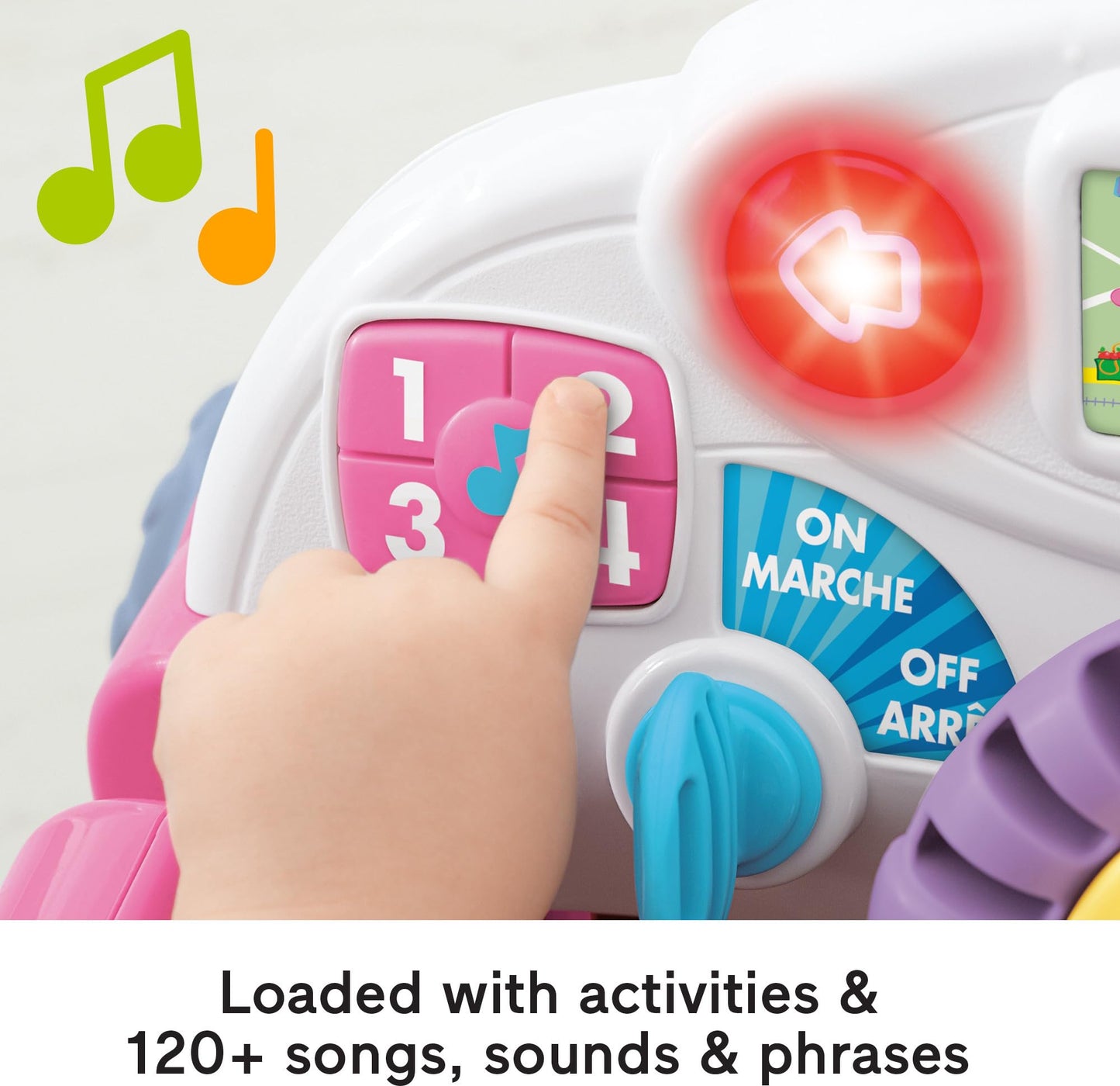 Fisher-Price Baby Learning Toy Laugh & Learn Crawl Around Car Activity Center with Smart Stages for Infants Ages 6+ Months, Pink