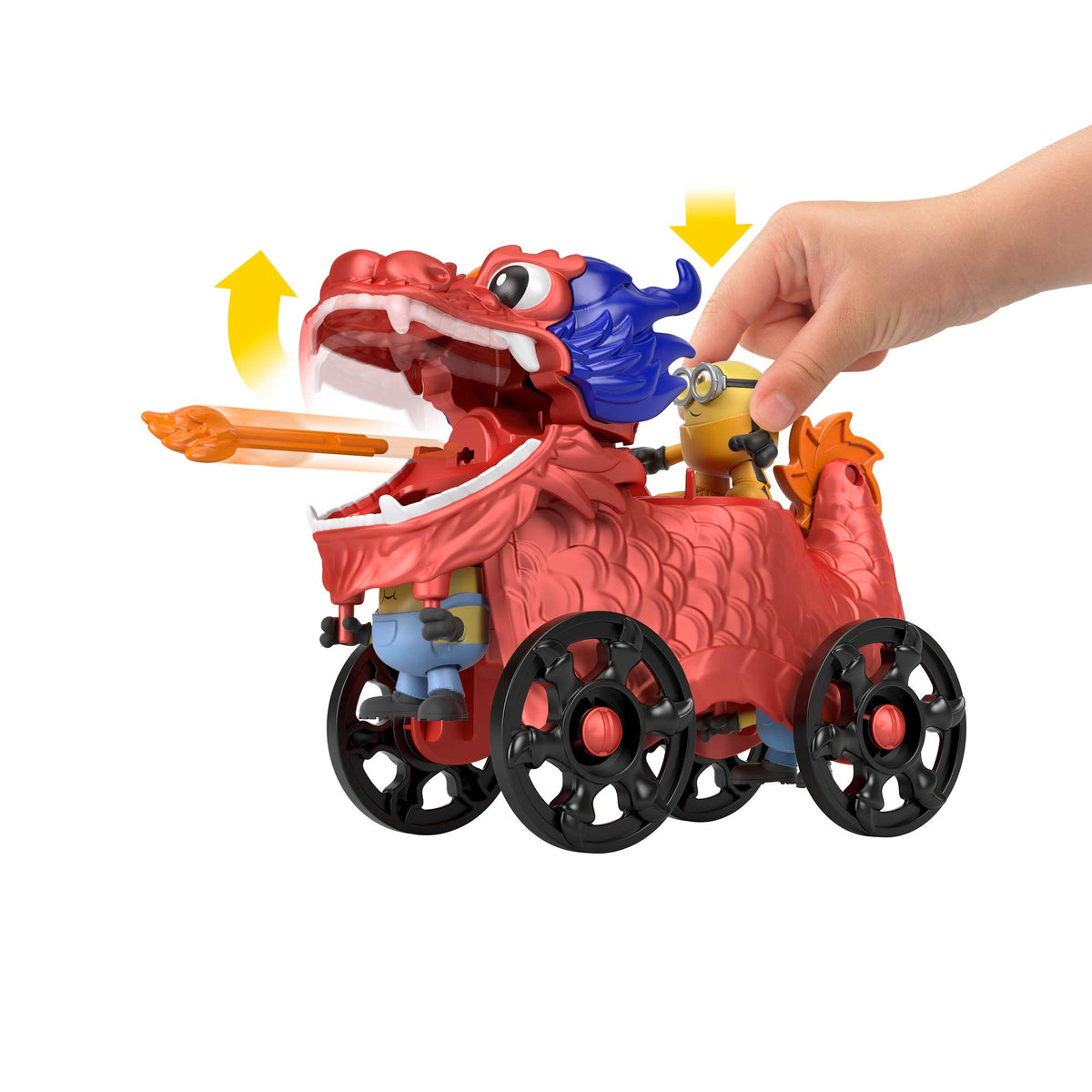 Fisher-Price Imaginext Minions Dragon Disguise Push-Along Dragon Vehicle with Minion Figure for Preschool Kids Ages 3-8 Years