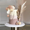 50 PCS Boho Cake Toppers Mini Balls Cake Topper Various Dried Pampas Grass Cake Decor for Boho Home Wedding Cake Decoration (White Apricot Light