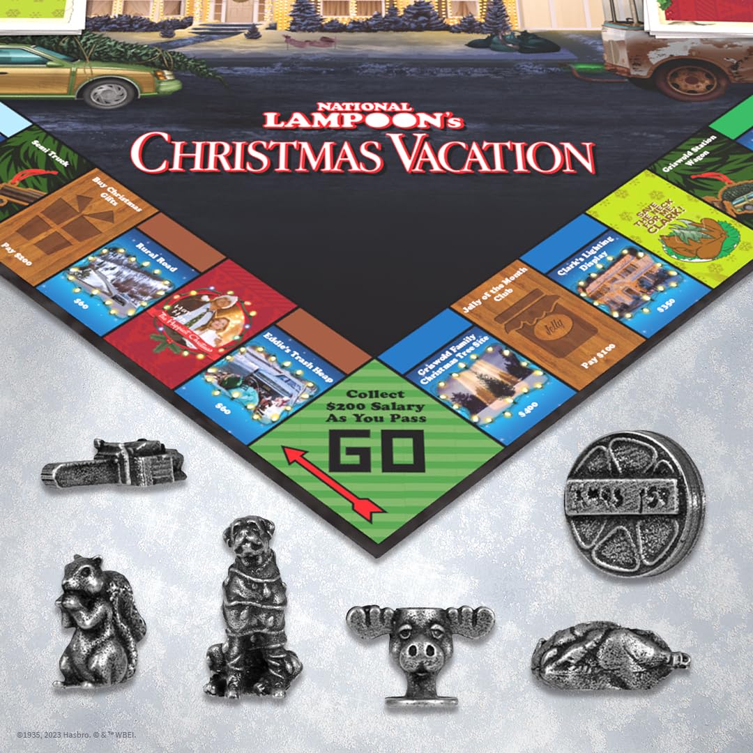 Monopoly National Lampoons Christmas Vacation, Featuring Themed Tokens Squirrel, Egg Nog Glass, Chainsaw & More, 2-6 Players, Ages 15+, Play Time 60+