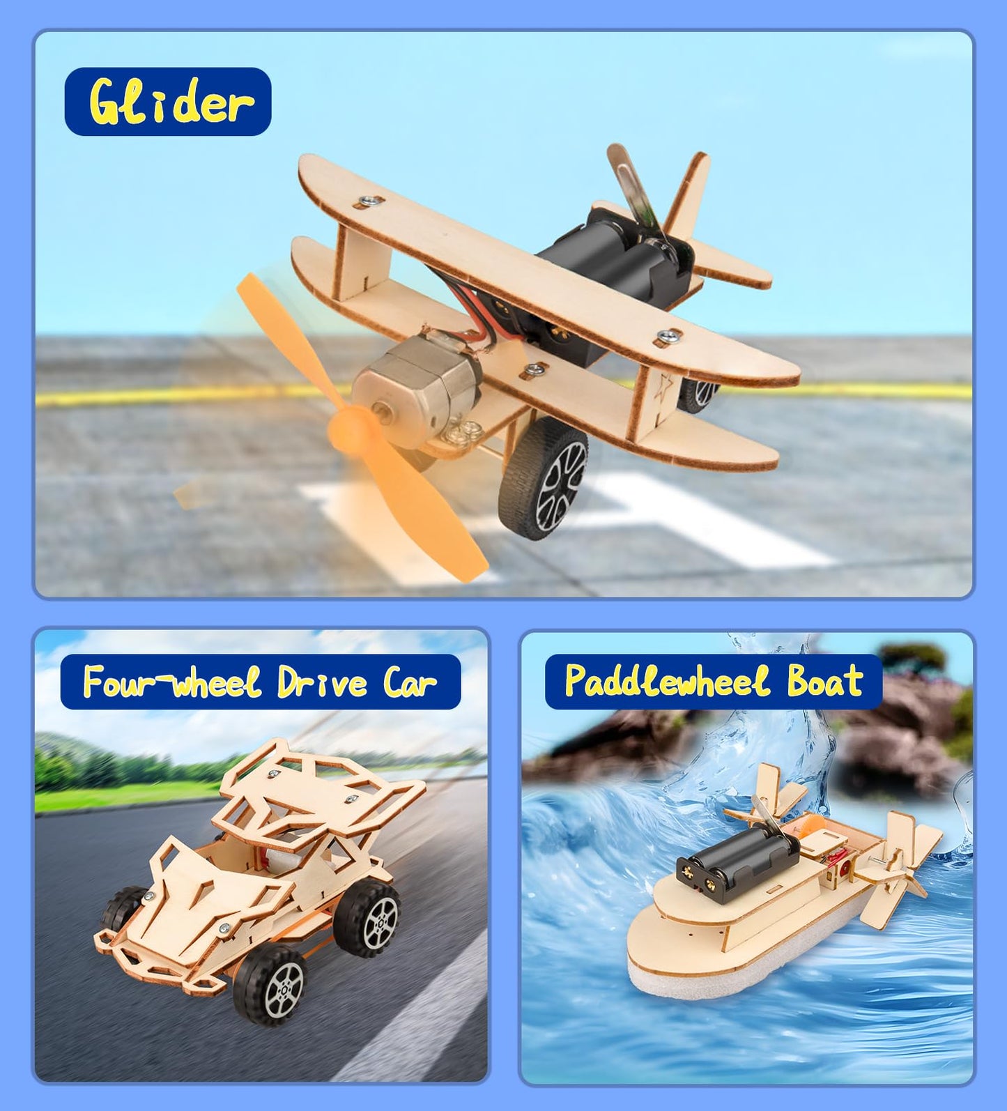 6-in-1 STEM Kits for Kids Age 8-12, Educational STEM Toys for Boys and Girls, Wooden Building Kit for Kids STEM Science Experiments Kit, Ideal