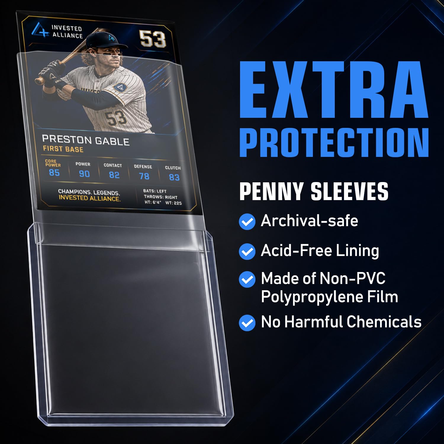 Invested Alliance 200-Pack Toploaders & Card Sleeves - 100 Crystal-Clear 35PT Top Loaders + 100 Penny Sleeves, 3x4 Hard Plastic Protectors for
