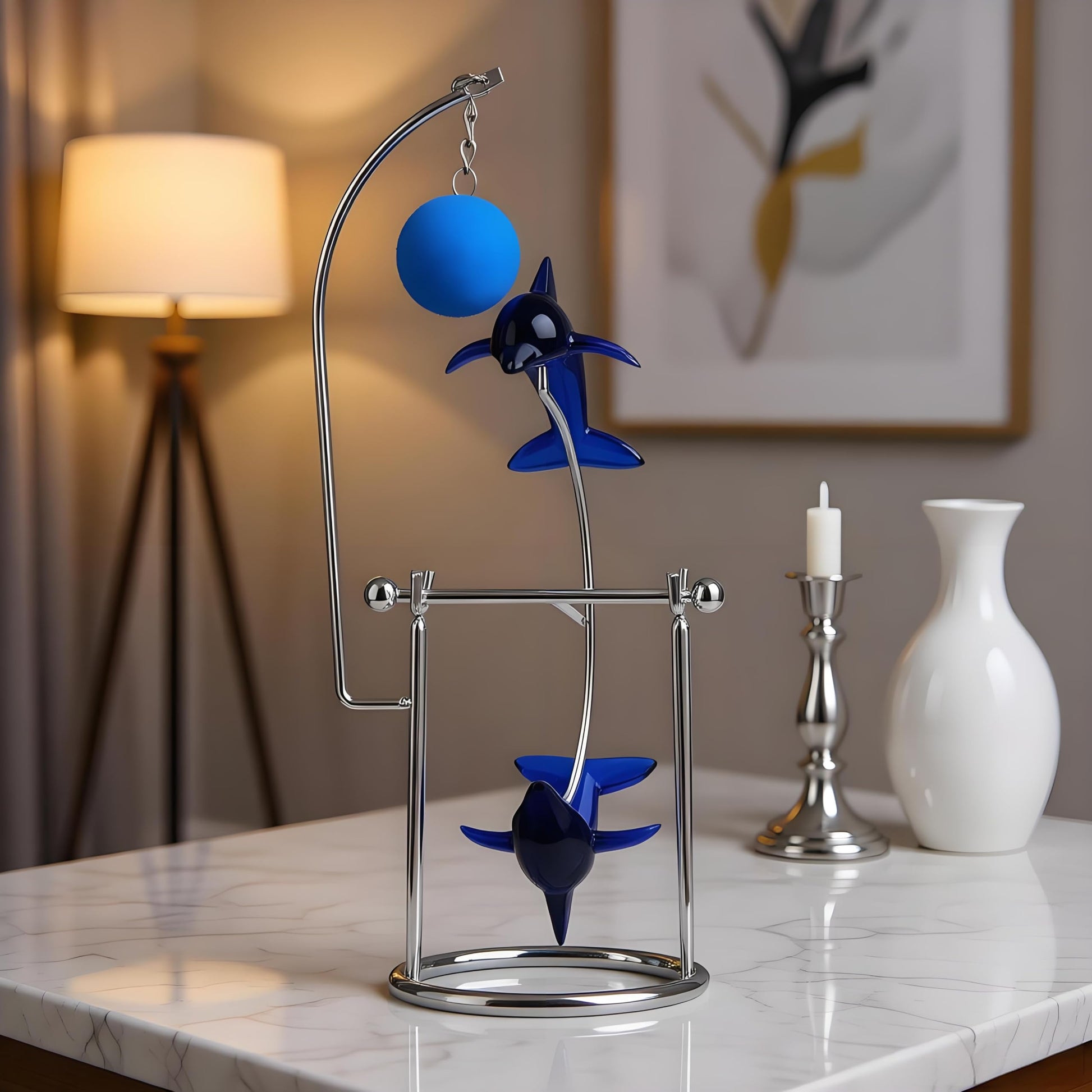 Sunnytech Dolphins Kinetic Art Balancing Decompression Decompressive Science Psychology Home Office Decor Desk Decor (WJ121 HL04 Dolphins Toy)