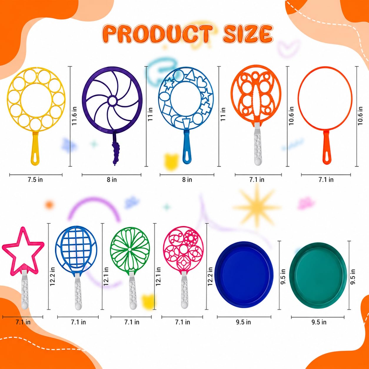 ANAS 11 Piece Giant Bubble Wand Kit - Assorted Bubble Makers with Dipping Tray, Outdoor Garden Play Toy for Birthday Parties, Beach Days, School
