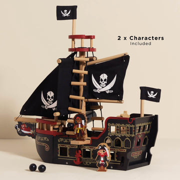 Le Toy Van Barbarossa Pirate Ship Sustainable Wooden Toy Playset