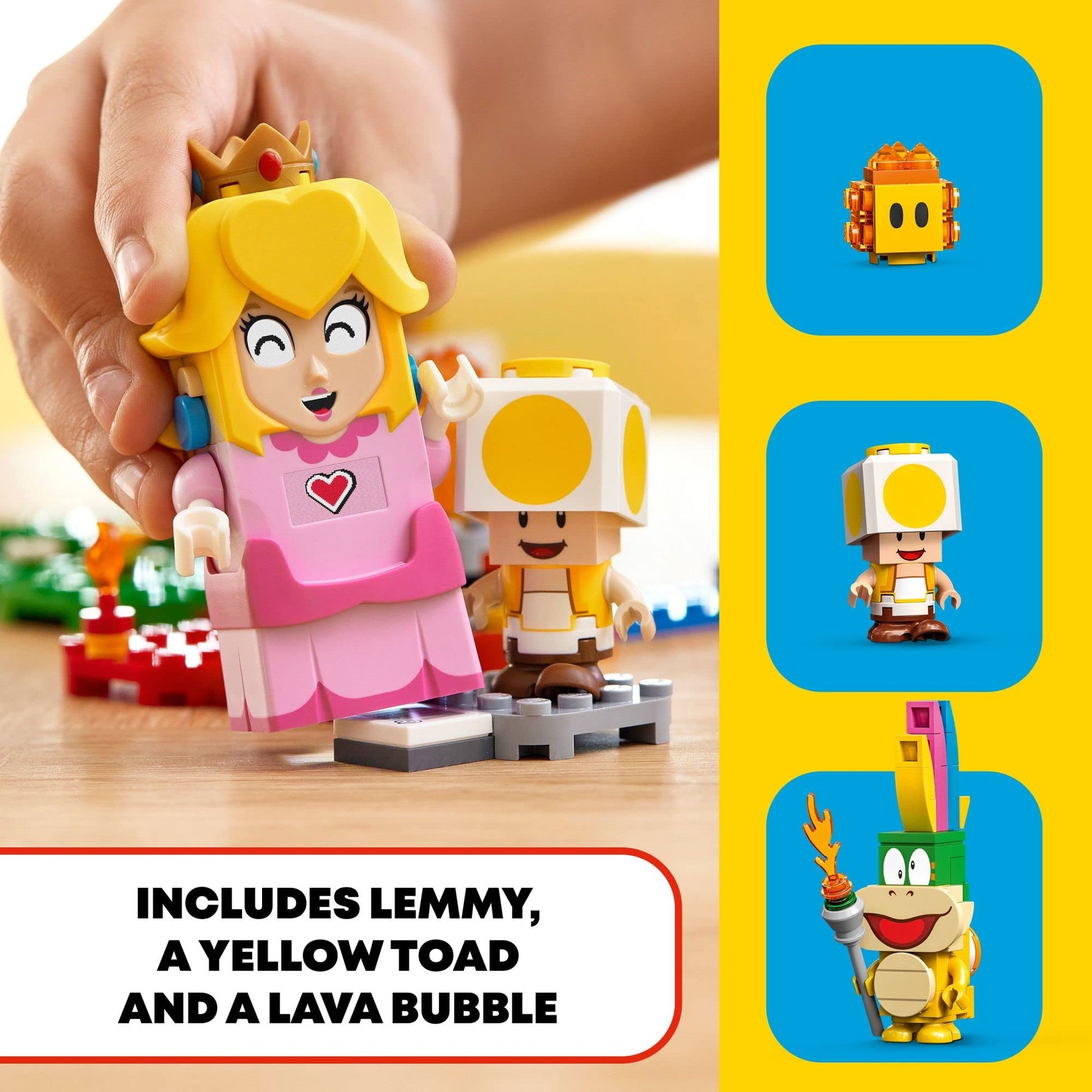 LEGO Super Mario Adventures with Peach Starter Course, Buildable Game, Toy with Interactive Figure, Yellow Toad & Lemmy, Birthday Gift Idea for Kids