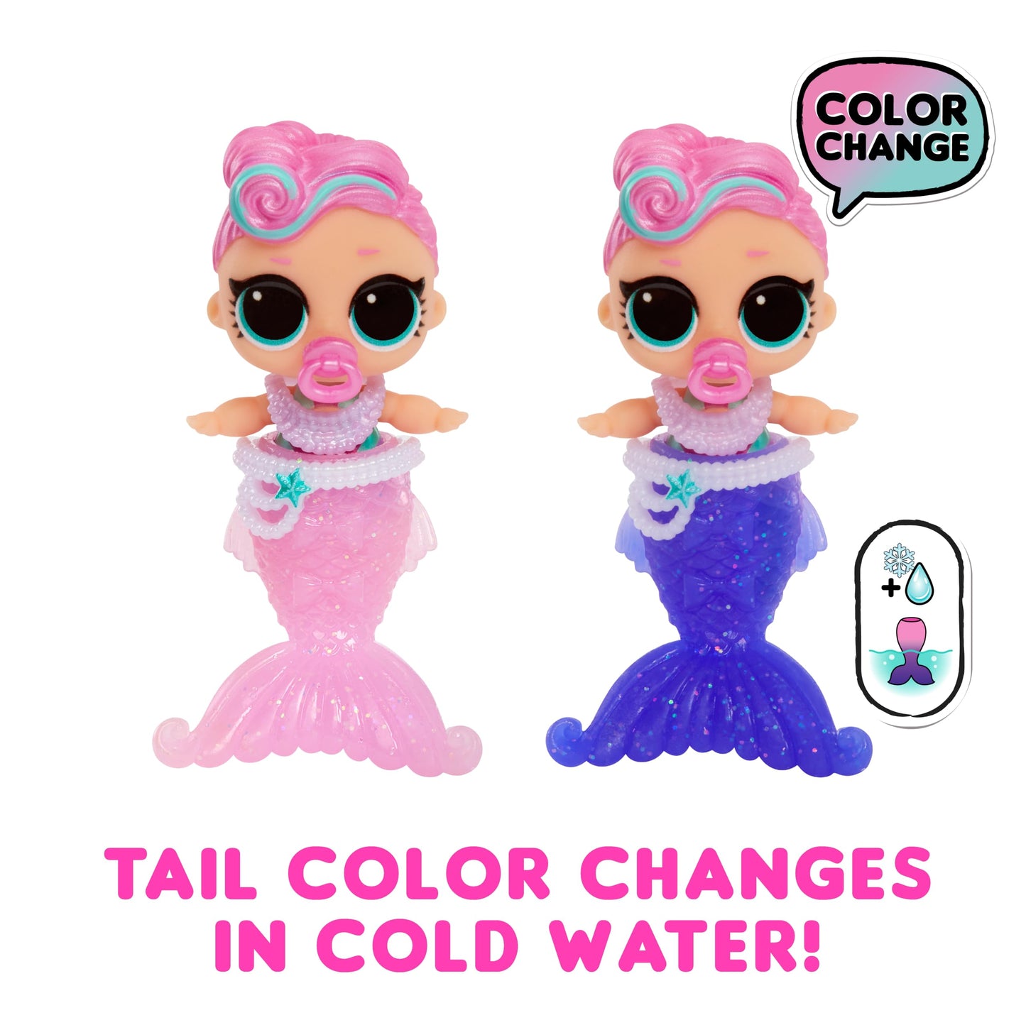 LOL Surprise Mermaids Baby Sisters with Color Change Tail, 8 Dolls to Collect, Fashion Accessories, for Kids Ages 4+
