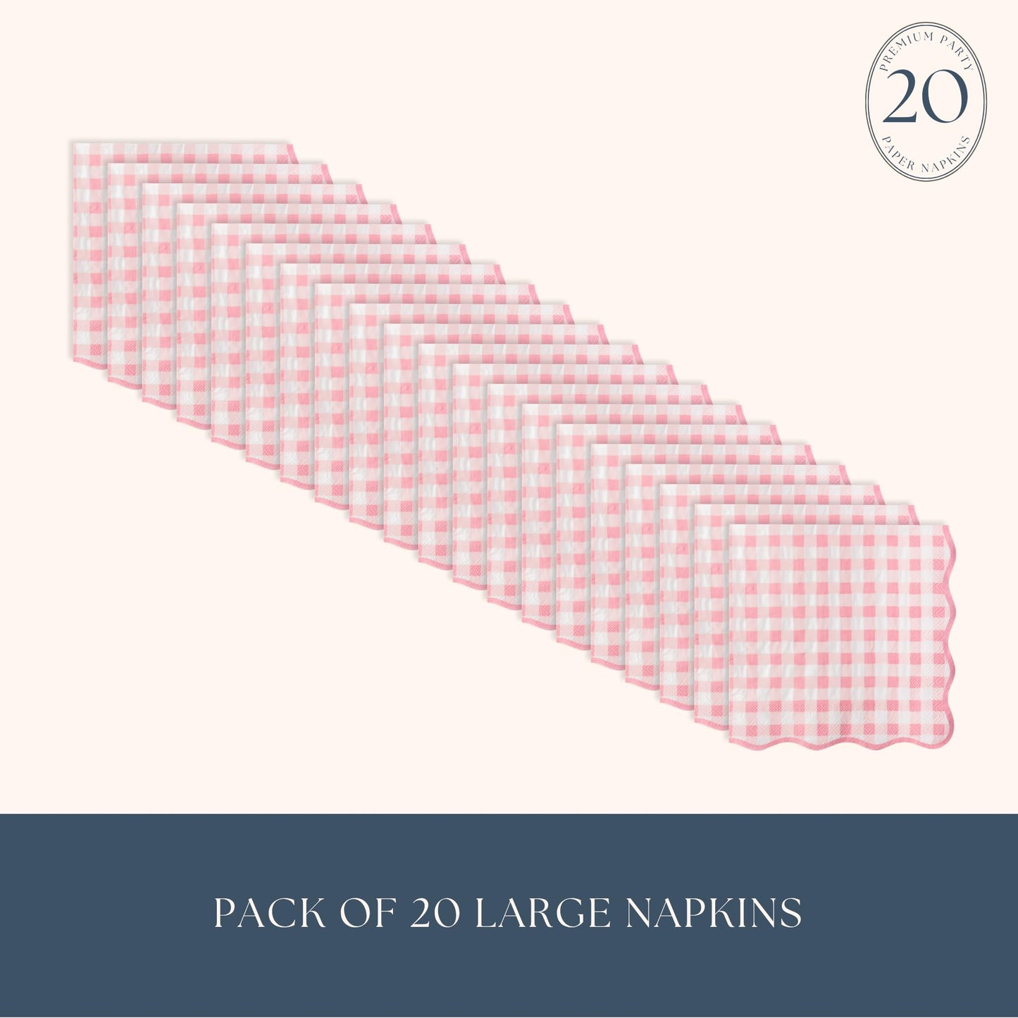 Bonjour Fête Pink Gingham Paper Party Dinner Napkins | Premium Party Supplies | Baby Showers, Tea Parties, Valentine's Day, & Festive Gatherings |