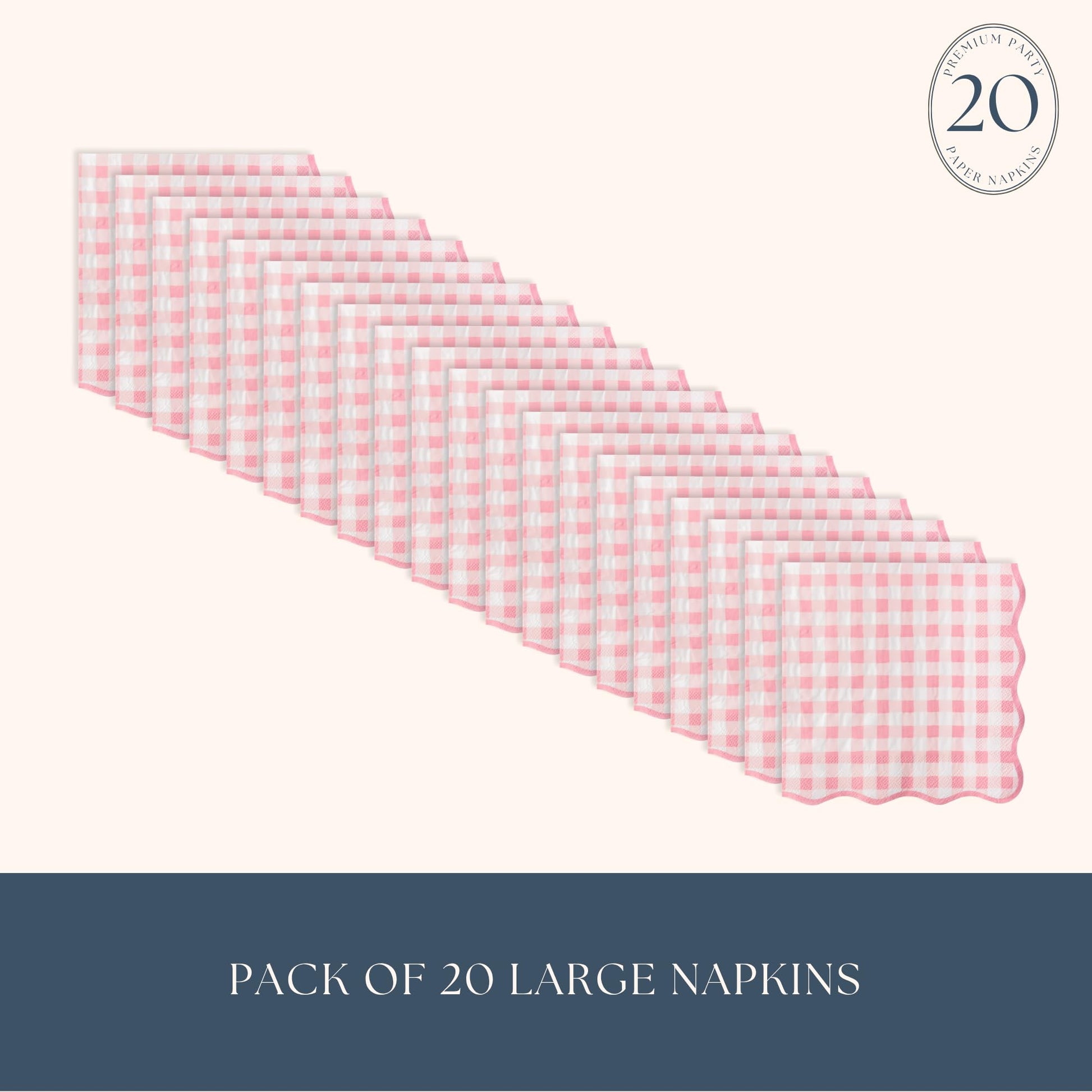 Bonjour Fête Pink Gingham Paper Party Dinner Napkins | Premium Party Supplies | Baby Showers, Tea Parties, Valentine's Day, & Festive Gatherings |