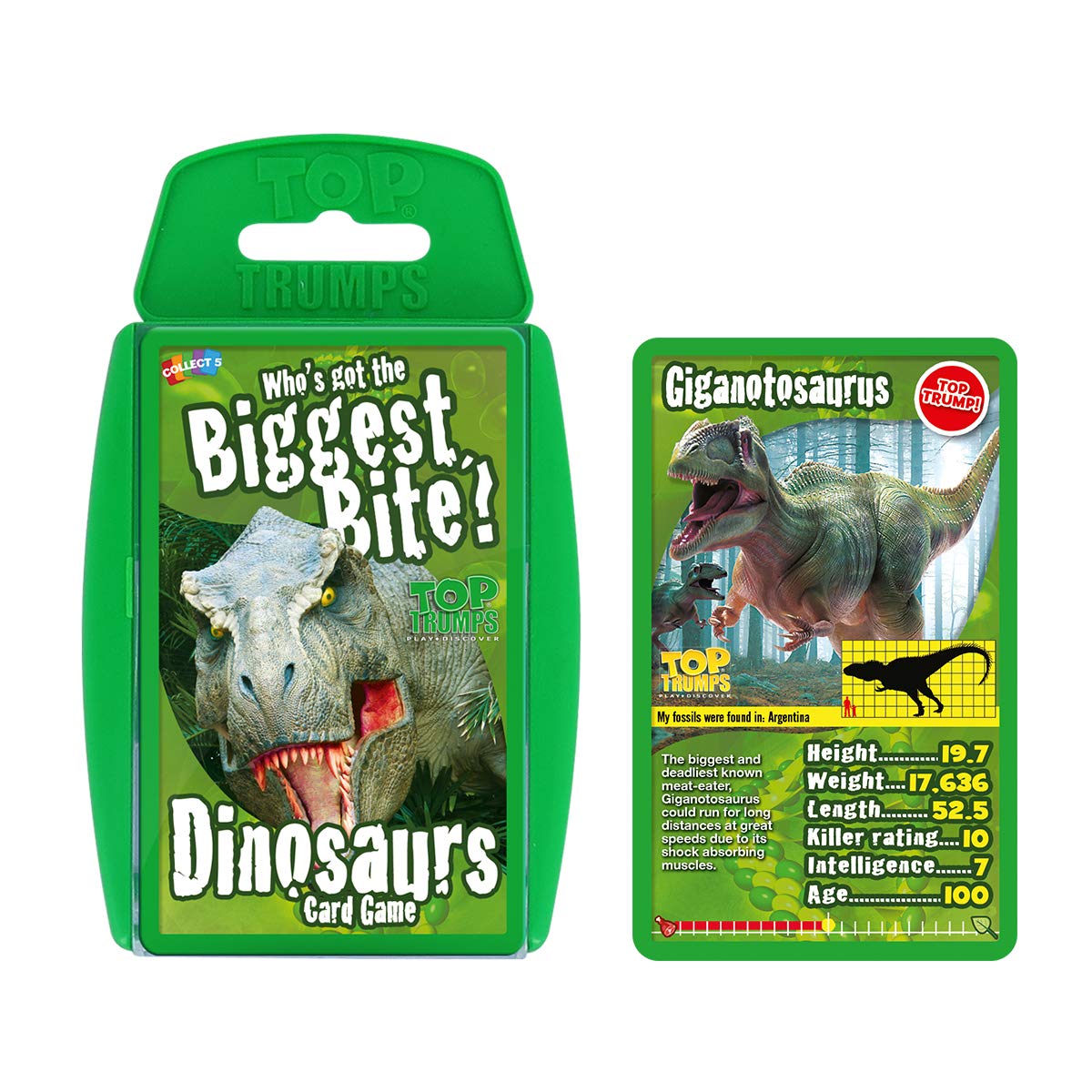 Top Trumps Dinosaurs Classics Card Game, Learn About The Tyrannosaurus Rex, Stegosaurus, Giganotsaurus in This Educational Pack, Gift and Toy for Boys