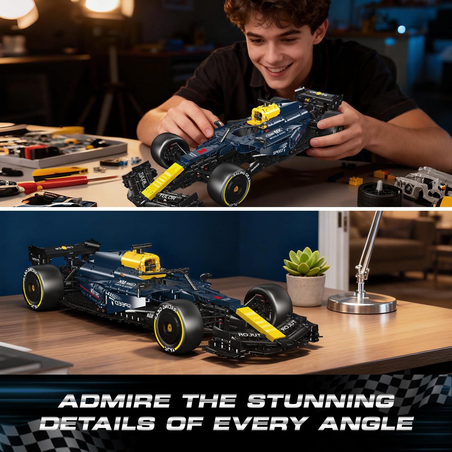 Mould King 13207 Racing Car Building Set, Collectible Set for Adults, Display Model for Home or Office Décor(1810 Pieces, Static Version)
