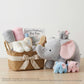 WEIGEDU Elephant Plush Toy Set - 4-Piece Stuffed Animal Family with Zipper Storage | Soft Elephant Dolls for Toddlers & Kids | Grey, Blue, Pink