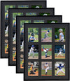 Baseball Card Display Frame for 9 Standard Cards, 4 Pack, UV Protection, Black Pasted Double Mats, Sports Card Collector Wall Display, Holder for