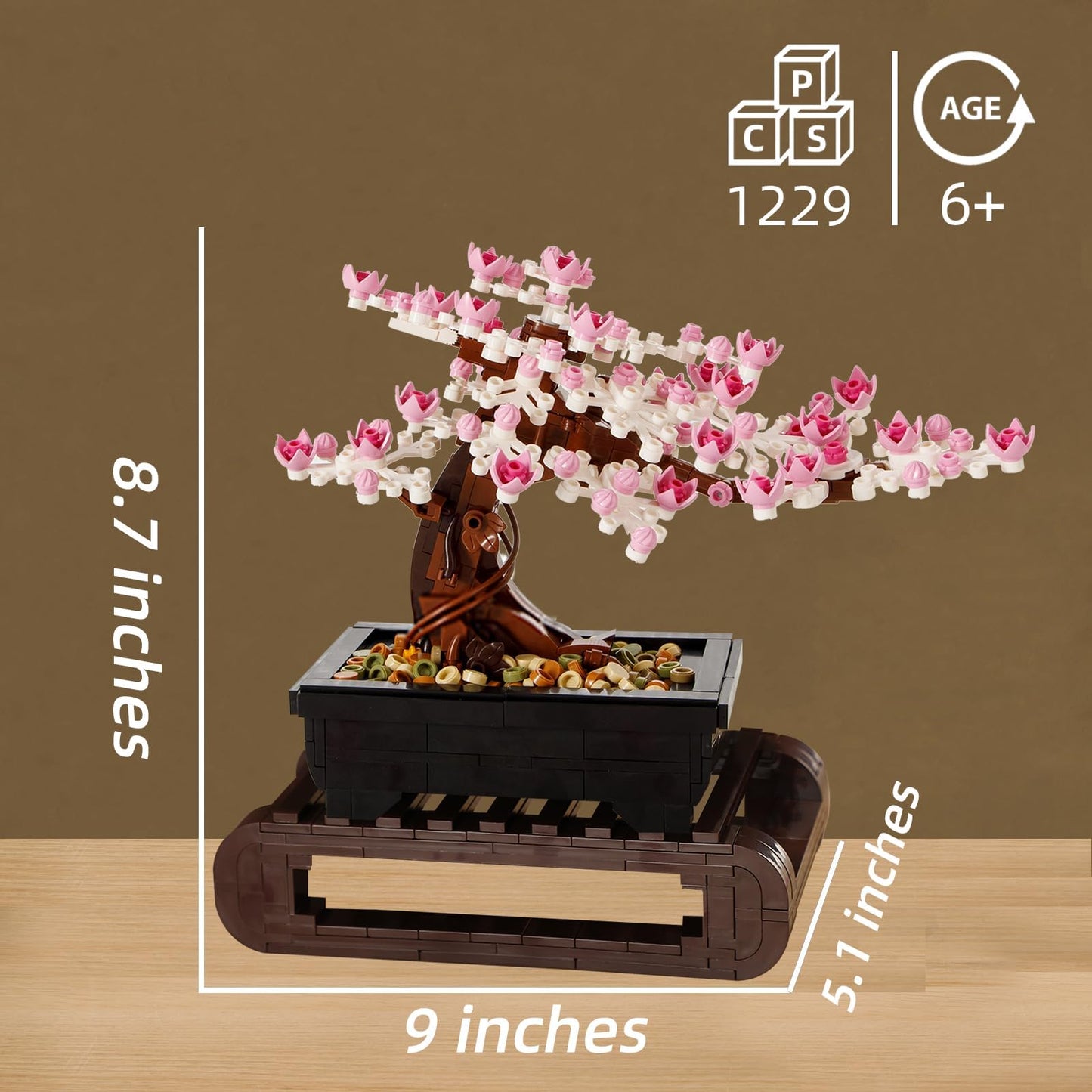 Vamuss 3-In-1Le-go Bonsai Tree Building Set,Cherry Blossom Tree Building Set,DIY Plant Model Botanical Collection Design Kit for Adults,Creative Gift