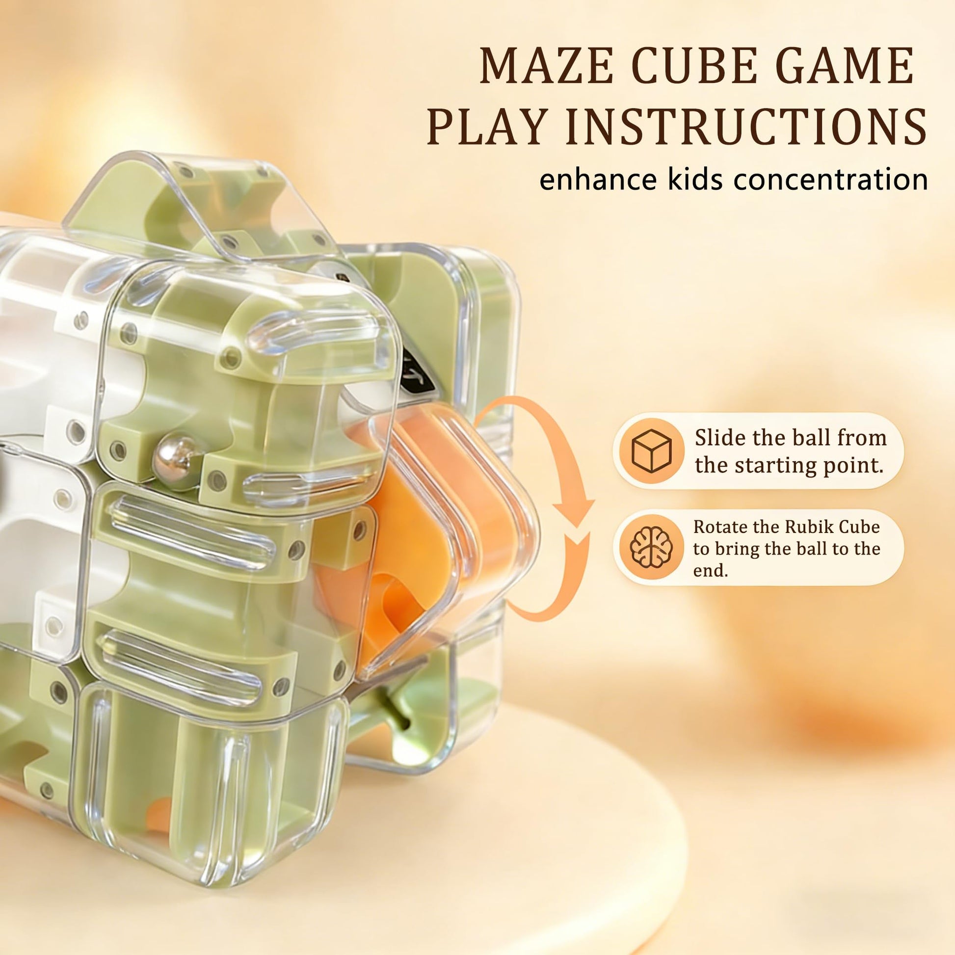 2Pc 3D Maze Cube Puzzle for Kids Adult,Roller Ball Brain Teaser Puzzles Toy