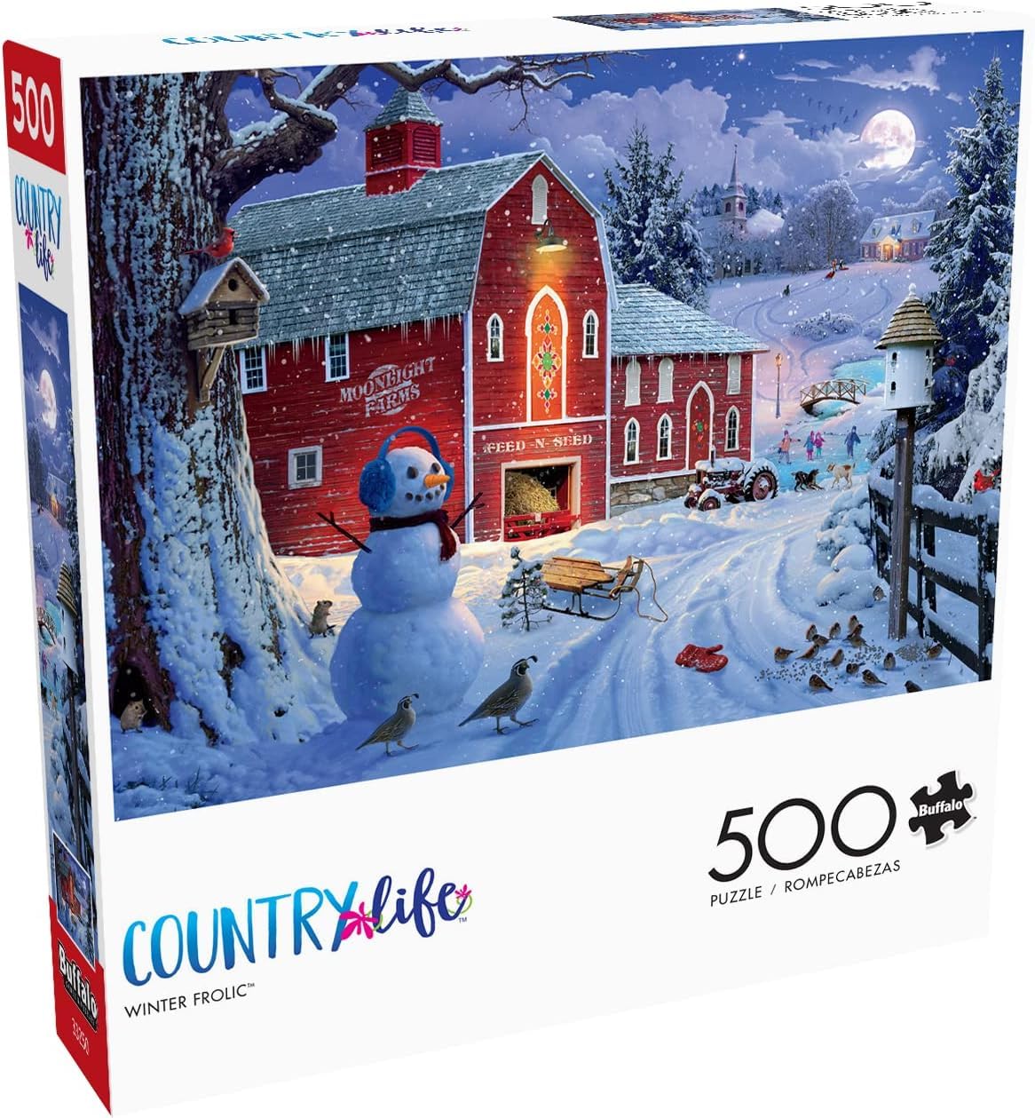 Buffalo Games - Winter Frolic - 500 Piece Christmas Jigsaw Puzzle - Festive Puzzles for Adults - Precision-Cut Pieces, Holiday Artwork, and Hours