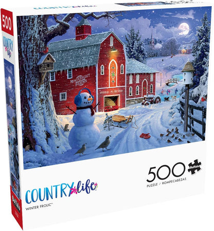 Buffalo Games - Winter Frolic - 500 Piece Christmas Jigsaw Puzzle - Festive Puzzles for Adults - Precision-Cut Pieces, Holiday Artwork, and Hours